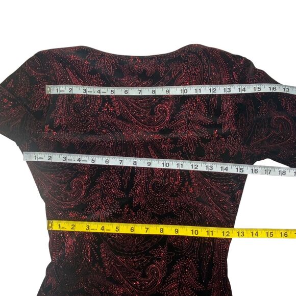 Vtg Y2K Notations Top | SP | Black Velvet Red Glitter | Whimsigoth Fairy Grunge - Picture 6 of 8